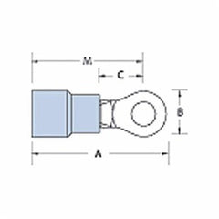 ABB RC10-516 Thomas & Betts RC10-516 5/16 Inch Bolt Hole 12-10 AWG Wire Range Yellow Insulated Nylon Ring Terminal