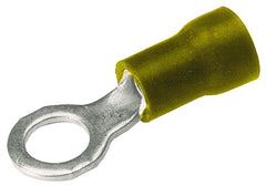 BURNDY TP108 Copper Terminal, Ring Tongue, 12-10 AWG, #6-#8 Stud, Vinyl Insulated