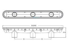 AquaStar 32CDP117 PVC Channel Drain 3 Port Sump Only with Plaster Shield