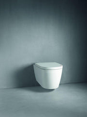 Duravit 0020092600 ME by Starck Elongated Closed Front with Cover Toilet Seat in White with White Satin Matte