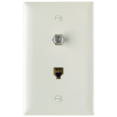 Legrand-On-Q TPTELTVLA Combination F Type Coaxial Connector And Four Conductor RJ11 Telephone Jack