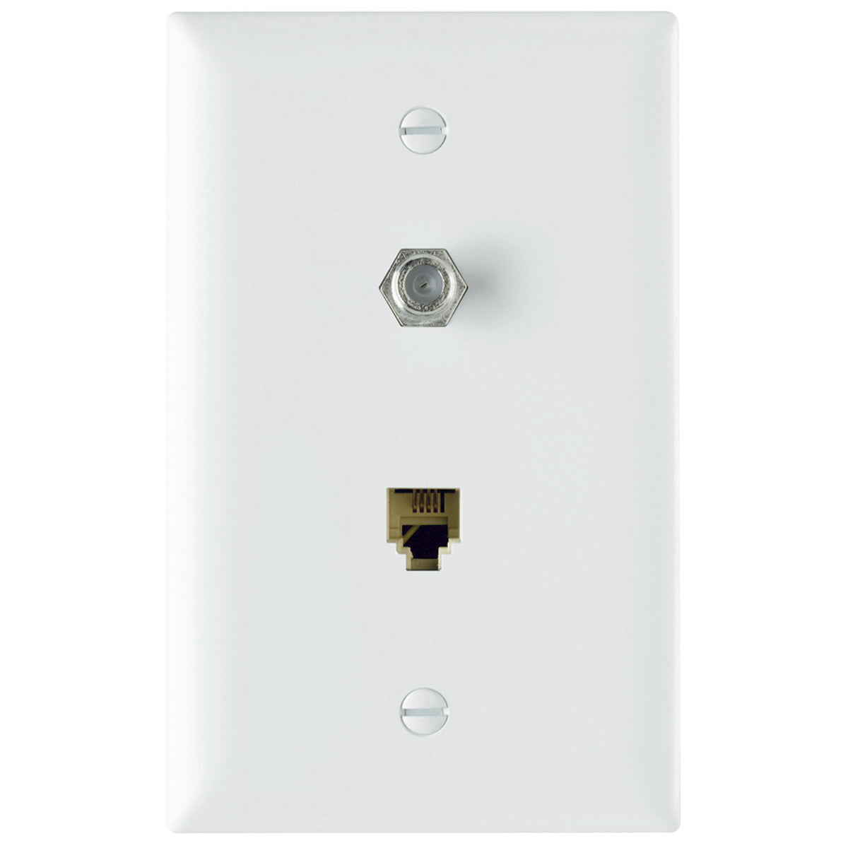 Legrand-On-Q TPTELTVW Combination F Type Coaxial Connector And Four Conductor RJ11 Telephone Jack, White