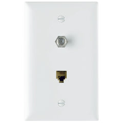 Legrand-On-Q TPTELTVW Combination F Type Coaxial Connector And Four Conductor RJ11 Telephone Jack, White