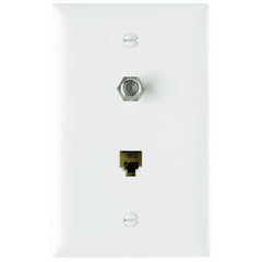 Legrand-On-Q TPTELTVW Combination F Type Coaxial Connector And Four Conductor RJ11 Telephone Jack, White
