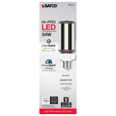 Satco S23142 54 Watt Selectable LED HID Replacement - Wattage & CCT Selectable - Extended Mogul Base