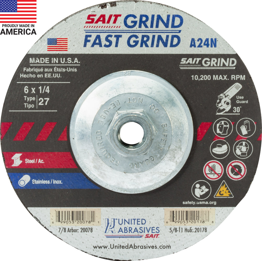 UNITED ABRASIVES SAIT 20178 GRINDING & CUT OFF WHEELS