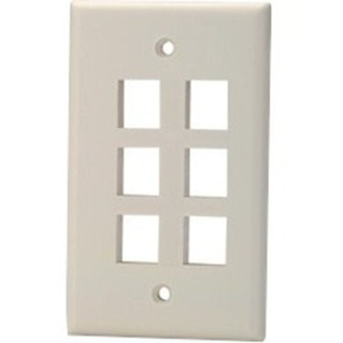 Signamax SKF-6-WH Wall Plate, 6-Port Single Gang Keystone Faceplate, White