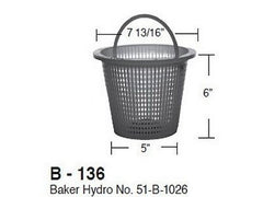 Aladdin Equipment B-136 Aladdin Plastic Basket for Baker Hydro No. 51-B-1026