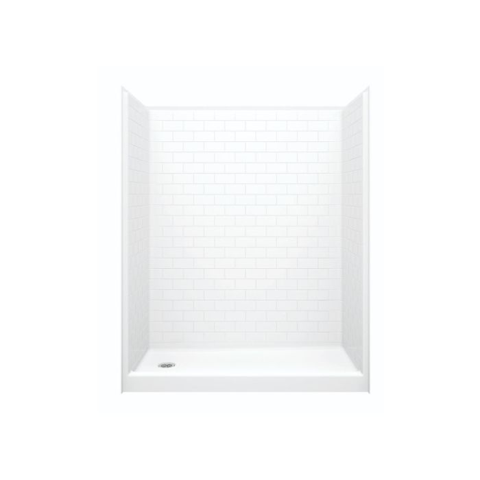 Aquatic 16030STTR-WH AcrylX Alcove Right-Hand Drain One-Piece Shower in White