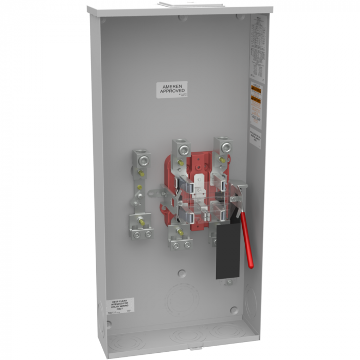 Milbank U5740XK3LK2L5T6AMS Ringless Meter Socket, 600 VAC, 320 Amp