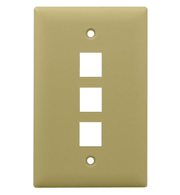 Legrand-On-Q WP3403IV 1-Gang 3-Port Wall Plate, Ivory