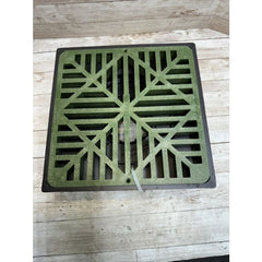 NDS 930GRKITRTL - 9 In. Plastic Square Drainage Catch Basin with Grate in Green