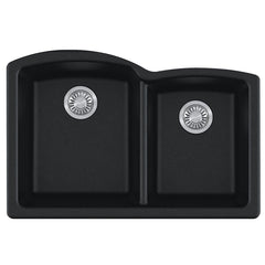 Franke ELG160ONY Ellipse 33 x 21-3/4 in No Hole Composite Double Bowl Undermount Kitchen Sink In Onyx