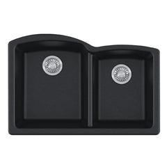 Franke ELG160ONY Ellipse 33 x 21-3/4 in No Hole Composite Double Bowl Undermount Kitchen Sink In Onyx