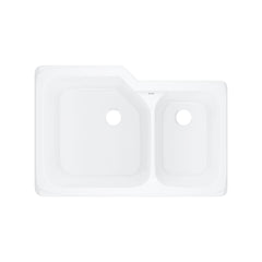 ROHL 6337-00 Allia 33 Fireclay 2 Bowl Undermount Kitchen Sink in White