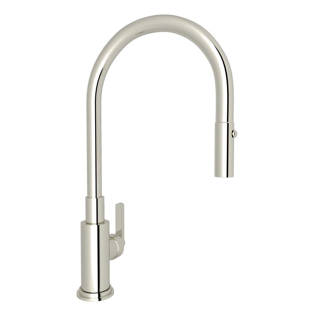 Rohl A3430LMPN-2 Lombardia Single Handle Pull Down Kitchen Faucet in Polished Nickel