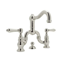 Rohl A1419LMPN-2 Acqui Bridge Lavatory Faucet in Polished Nickel