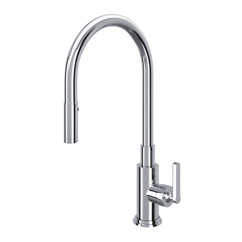 Rohl A3430LMAPC-2 Lombardia Single Handle Pull Down Kitchen Faucet in Polished Chrome