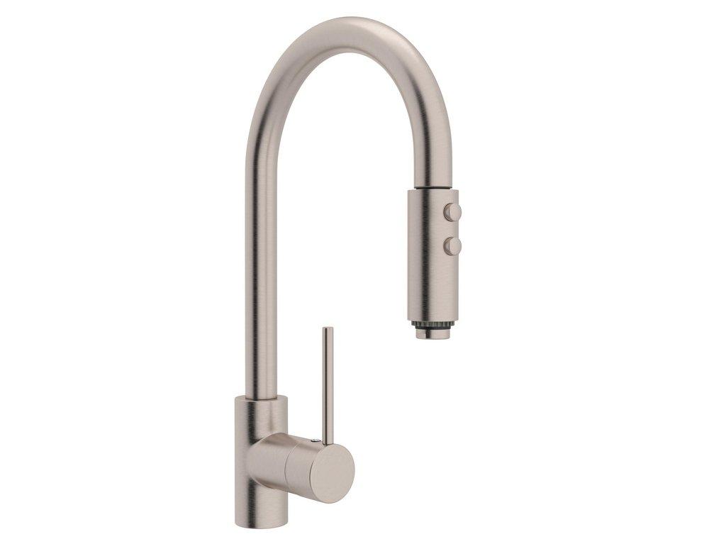 Rohl LS57L-STN-2 Pirellone Kitchen Faucet in Satin Nickel