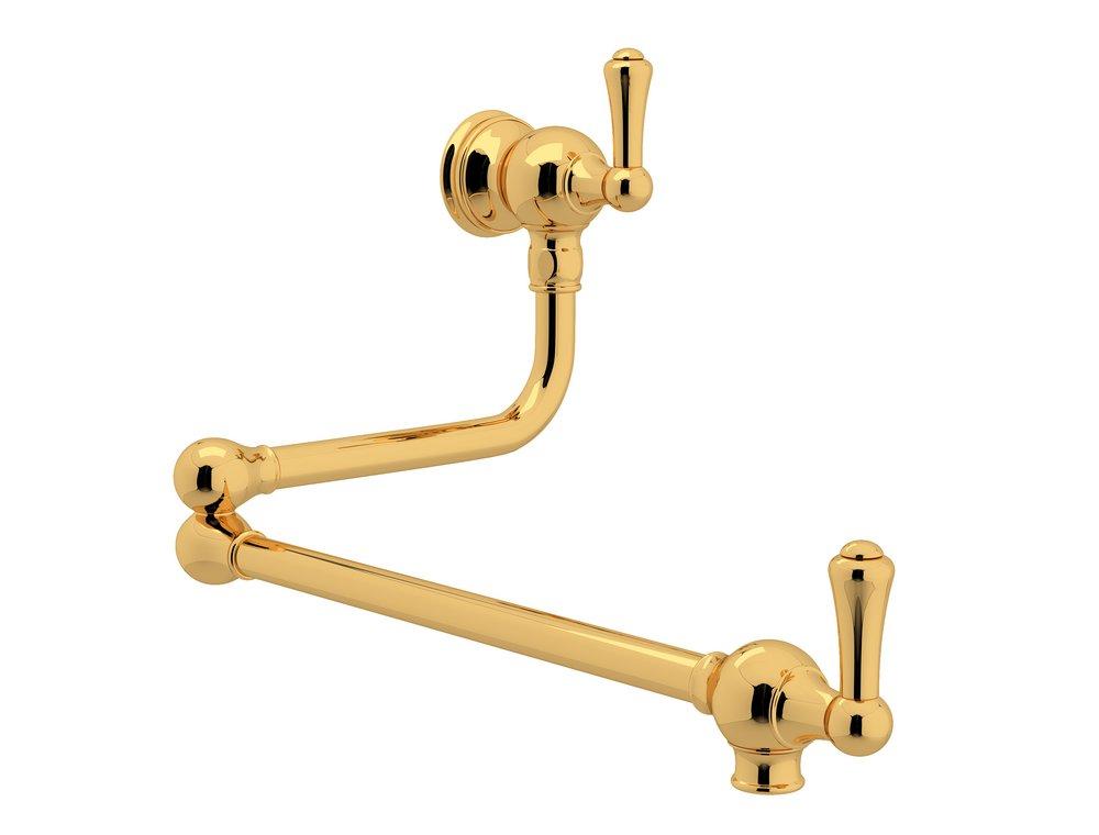 ROHL U.4799LS-EG-2 Edwardian Wall Mount Pot Filler in English Gold