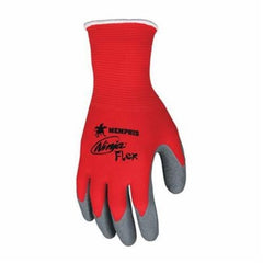 MCR Safety N9680L Ninja Flex Work Gloves, 15 Gauge Red Nylon, Latex Coating