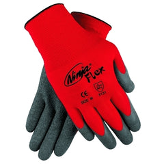 MCR Safety N9680L Ninja Flex Work Gloves, 15 Gauge Red Nylon, Latex Coating