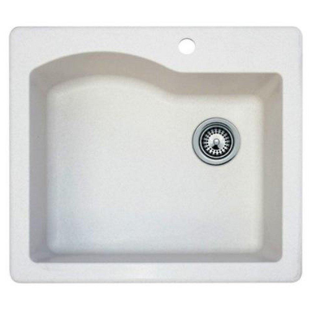 Swan Corporation QZ02522SB.077 Single Bowl Quartz Kitchen Sink Nero