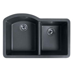 Swan QU03322DB.077 32 x 21 in. No Hole Composite Double Bowl Undermount Kitchen Sink in Nero