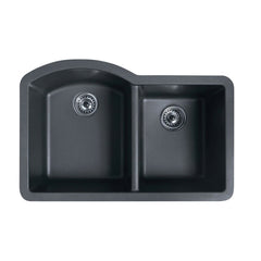 Swan QU03322DB.077 32 x 21 in. No Hole Composite Double Bowl Undermount Kitchen Sink in Nero