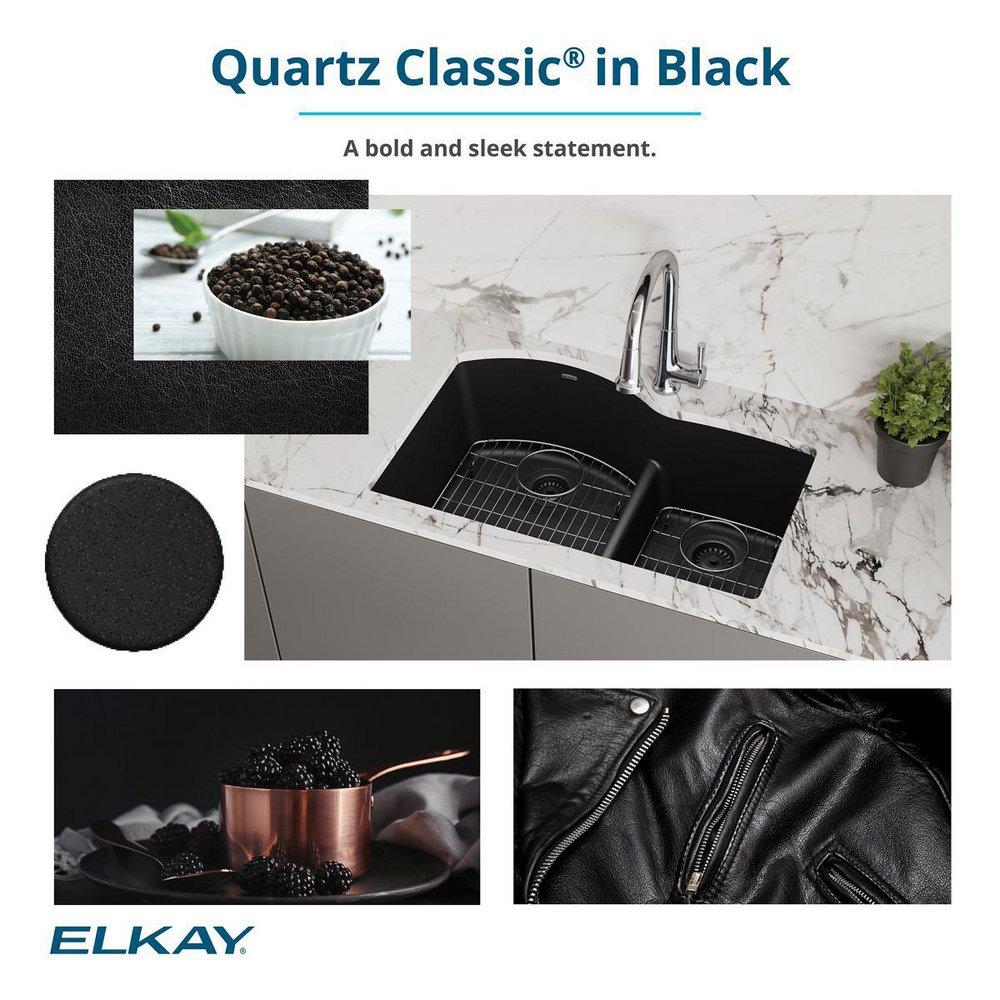 ELKAY Elkay ELG3322BK0 Quartz Classic 33 x 22 in. Equal Double Bowl Drop-in Sink Black