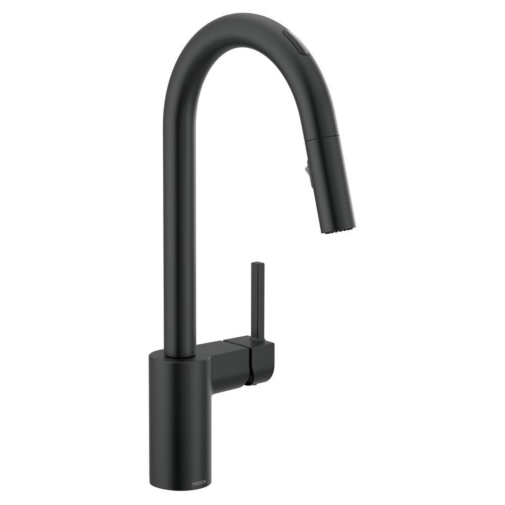 Moen 7565EVBL Align Single Handle Pull Down Touchless Kitchen Faucet with Voice Activation in Matte Black