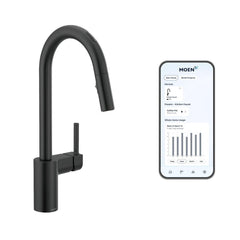 Moen 7565EVBL Align Single Handle Pull Down Touchless Kitchen Faucet with Voice Activation in Matte Black