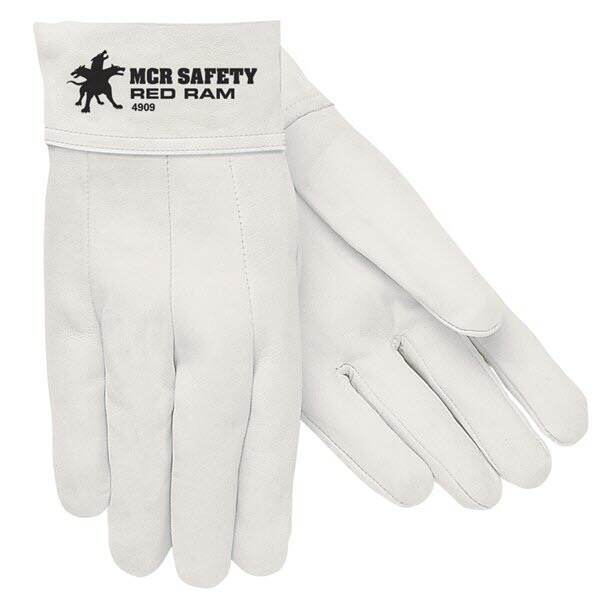 MCR Safety 4909 Red Ram Leather Welding Work Gloves Grain Goatskin 2.5 Band Top