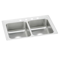 Elkay PSR43222 Celebrity Stainless Steel 43 x 22 x 7-1/8 2-Hole Equal Double Bowl Drop-in Sink