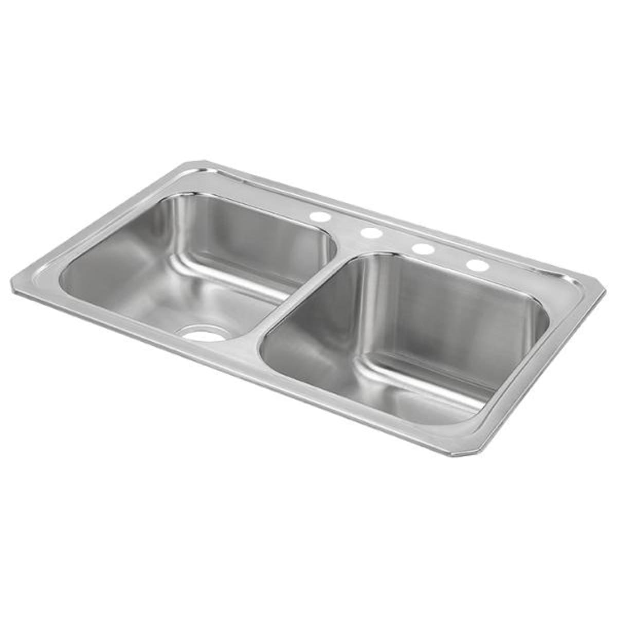 Elkay STCR3322R4 Celebrity Stainless Steel 33 x 22 x 10-1/4 4-Hole Equal Double Bowl Drop-in Sink