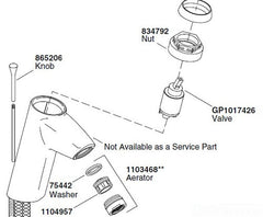 Kohler GP1017426 Valve Kit for K-647, K-649, K-10215 and K-10217