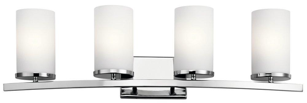 Kichler Lighting 45498CH Crosby 30W 4-Light Vanity Fixture with Satin Etched Cased Opal Glass in Polished Chrome