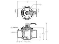 AquaStar AV2W20C AquaStar FlowStar 2-Way Valve with Rubber Handle | 2 x 2.5 | AV2W20C