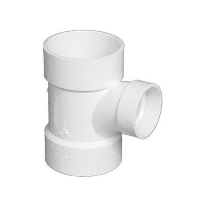 Charlotte Pipe 401 Plastic DWV Sanitary Reducing Tee 8 inch x 4 inch