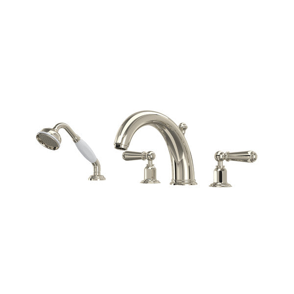 ROHL U.3248L-PN TUB FILLER 4HL EDWARDIAN DECK MNT W/HNDSHWR