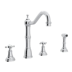 ROHL U.4775X-APC-2 SINK FCT 4HL W/CROSS HDLS AND SIDESPRAY