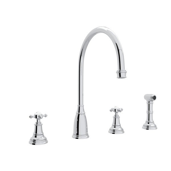 ROHL U.4735X-APC-2 SINK FCT 4HL CSPOUT W/CROSS HDLS AND SIDESPRAY