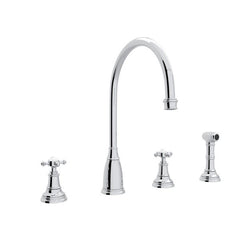 ROHL U.4735X-APC-2 SINK FCT 4HL CSPOUT W/CROSS HDLS AND SIDESPRAY