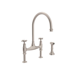 Rohl U.4718X-STN-2 Sink FCT U.4718X-STN-2 SN Bridge 2-Crss Hdls W/Spray