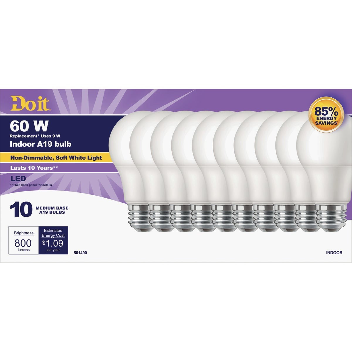 DO IT BEST Do It 362038 A19 60W Led Bulb Soft White 10 Pack