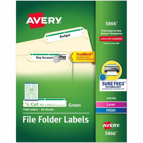 AVERY Avery AVE5866 File Folder Labels Green Trueblock 1500