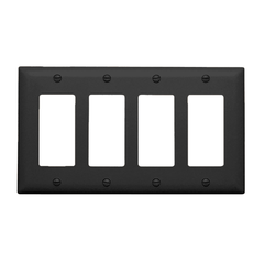 Pass & Seymour TP264BK 4 Gang Decorator Wall Plate, Black