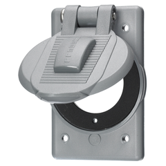 Hubbell Wiring Device-Kellems WP1 1-Gang Weatherproof Cover for Flanged Inlets & Flanged Receptacles, 15 & 20A, 2-pole 2-wire & 2-pole 3-wire INSULGRIP