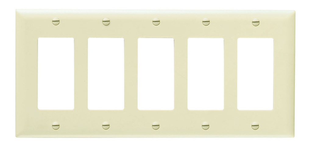 Pass & Seymour TP265I Wall Plate 5G Decorator Nylon Standard Ivory