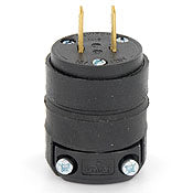 Leviton 115PR Plug Black Rubber 15A 125VAC 2W 2P